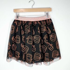 NWT Cat & Jack Pumpkin Print Tulle Halloween Pull On Skirt XL 14/16